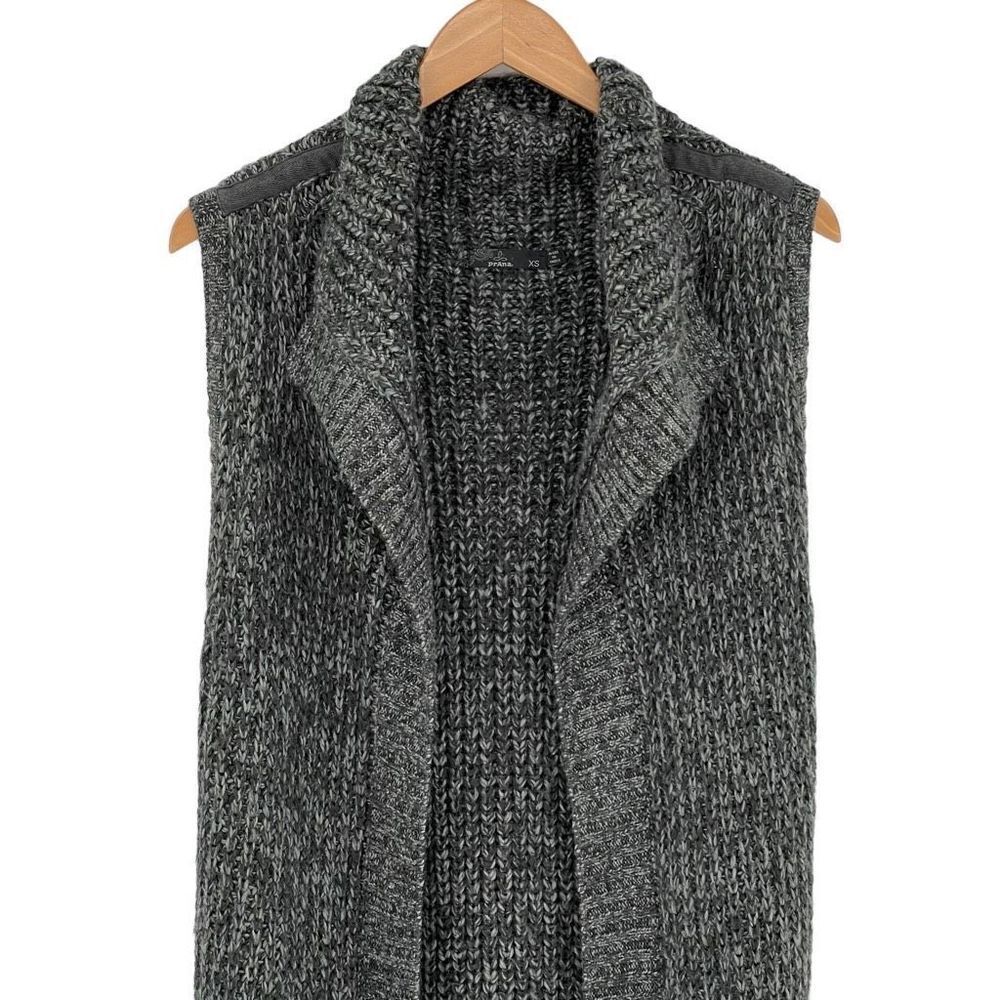 Prana Thalia Sweater Vest Cardigan Sleeveless‎ Open Front Chunky Gray Women XS - Picture 5 of 11